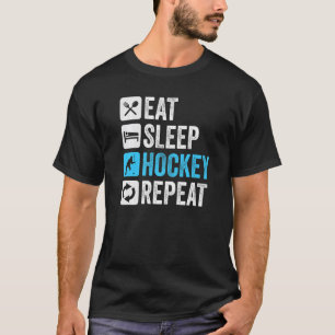 Eat Sleep Hockey Wiederholung lustiges Retro Vinta T-Shirt