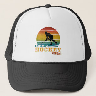 Eat Sleep Hockey Wiederholung Truckerkappe