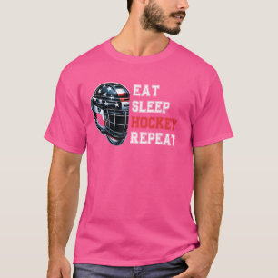 Eat Sleep Hockey Wiederholung Vintag T-Shirt