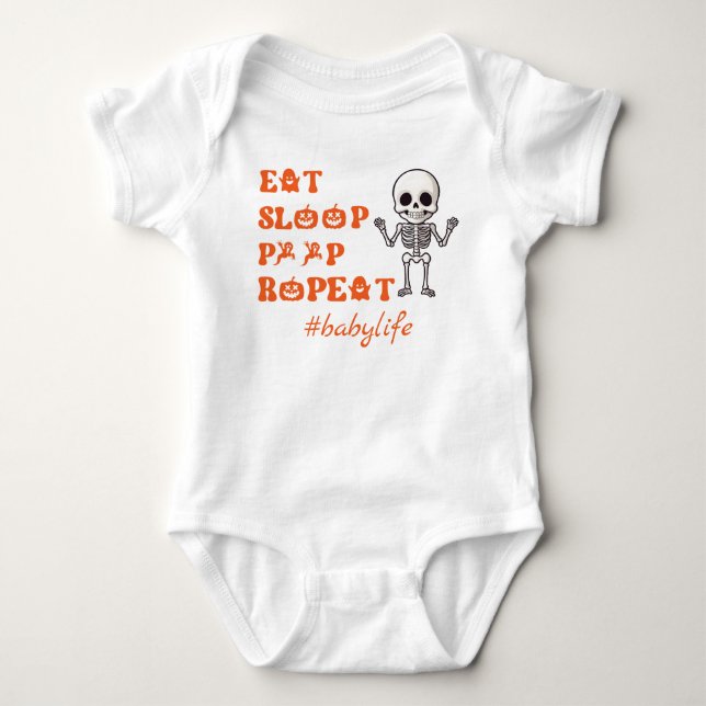 Eat Sleep Kack Repea Niedlich Oktober Neugeborene  Baby Strampler (Vorderseite)