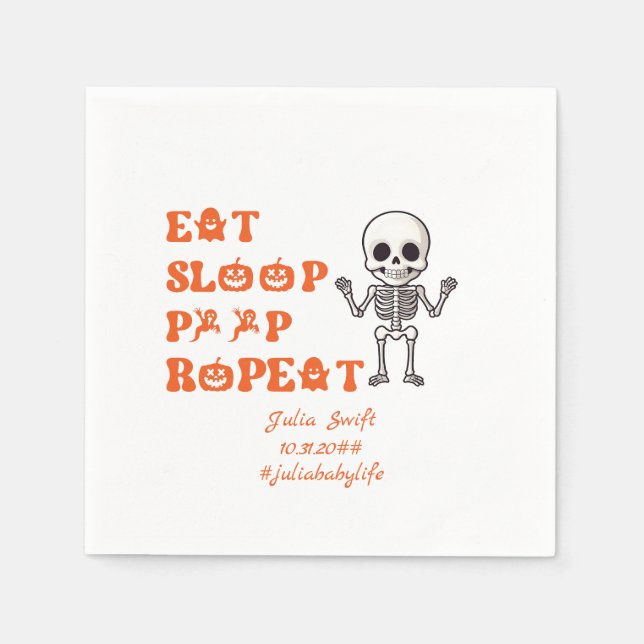 Eat Sleep Kack Repea Niedlich Oktober Neugeborene  Serviette (Vorderseite)