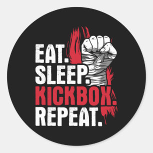 Eat Sleep Kickbox Repeat - Kickboxen Kampfsport Runder Aufkleber