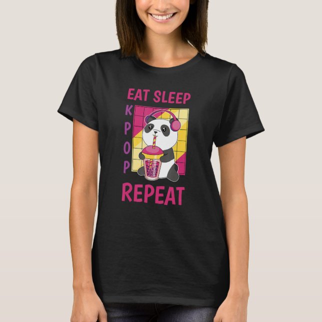 Eat Sleep Kpop Repeat Korean Heart Love K Pop Blac T-Shirt (Vorderseite)