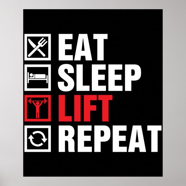 Eat Sleep Lift Wiederholung Poster (Vorne)