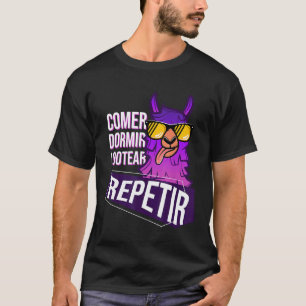 Eat Sleep Loot Repeat Spanischer Gamer  Llama Gami T-Shirt