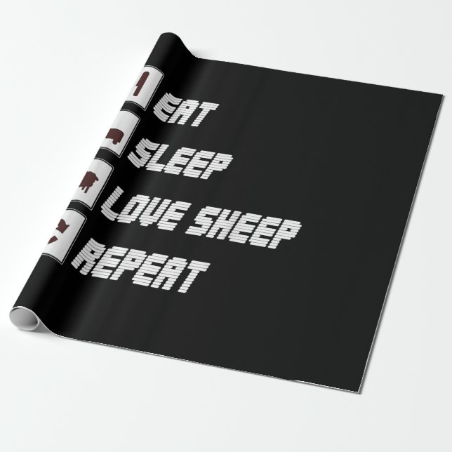 Eat sleep love sheep repeat Funny Quotes Gift Geschenkpapier (Ungerollt)
