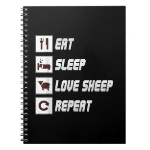 Eat sleep love sheep repeat Funny Quotes Gift Notizblock