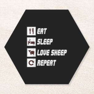 Eat sleep love sheep repeat Funny Quotes Gift Untersetzer