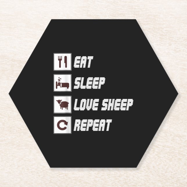 Eat sleep love sheep repeat Funny Quotes Gift Untersetzer (Vorderseite)