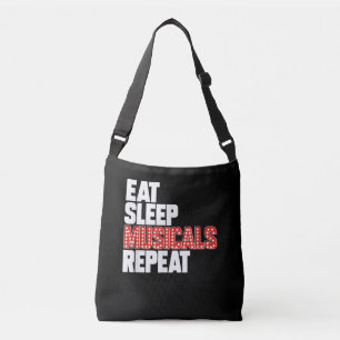 Eat Sleep Musicals wiederholen Tragetaschen Mit Langen Trägern