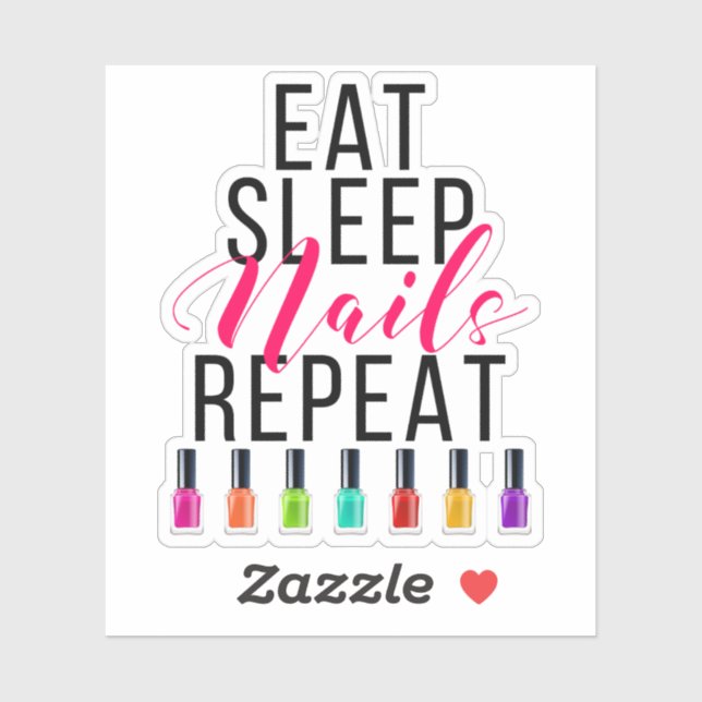 Eat Sleep Nails Wiederholen Bright Rainbow Nail Po Aufkleber (Blatt)