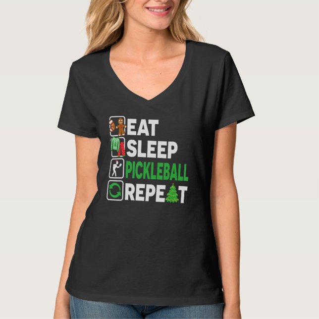 Eat Sleep Pickleball Repeat Christmas Pajama  Men  T-Shirt (Vorderseite)