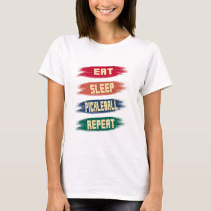Eat Sleep Pickleball Wiederholen Retro Pickleballe T-Shirt