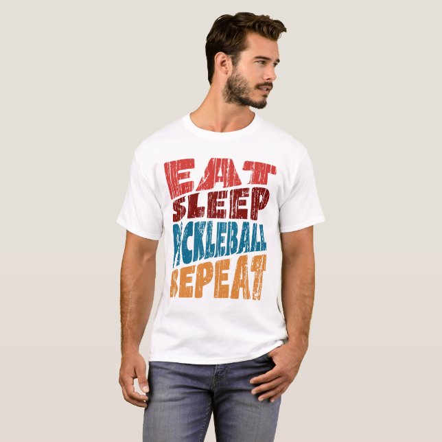 Eat Sleep Pickleball wiederholen T-Shirt (Vorne ganz)