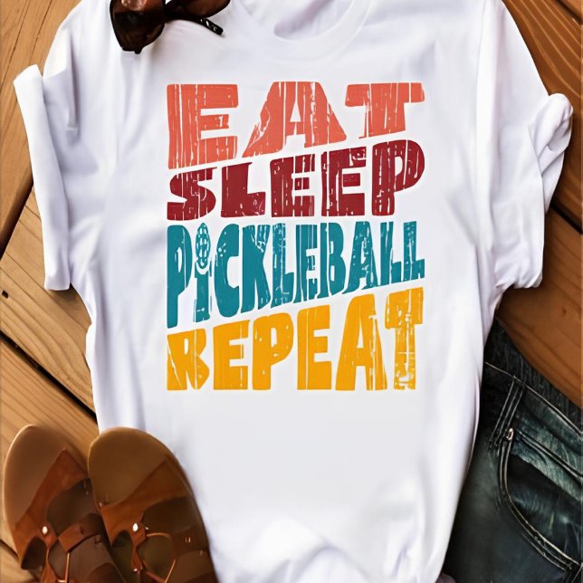 Eat Sleep Pickleball wiederholen T-Shirt (Von Creator hochgeladen)