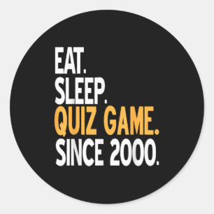Eat Sleep Quiz Game Vintag Gamer Life Seit 2000 Runder Aufkleber