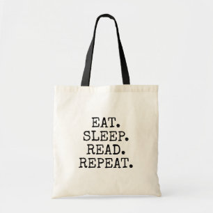 Eat Sleep Read Repeat typewriter typography canvas Tragetasche