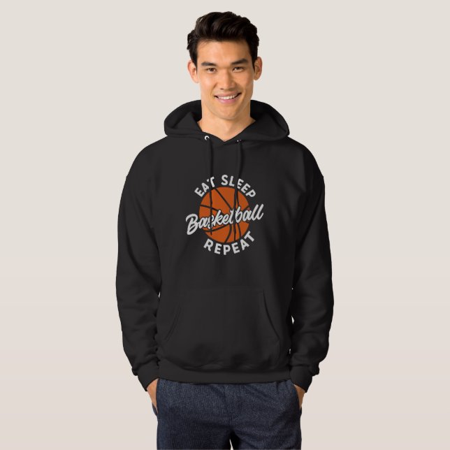 Eat Sleep Repeat White Basketball Hoodie (Vorne ganz)