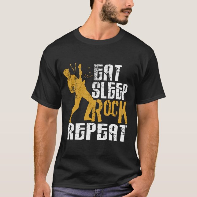 Eat Sleep Rock Wiederholung Cooles Geschenk für Mu T-Shirt (Vorderseite)