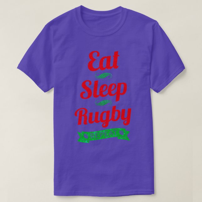 Eat Sleep Rugby Repeat Long Sleeve  T-Shirt (Design vorne)