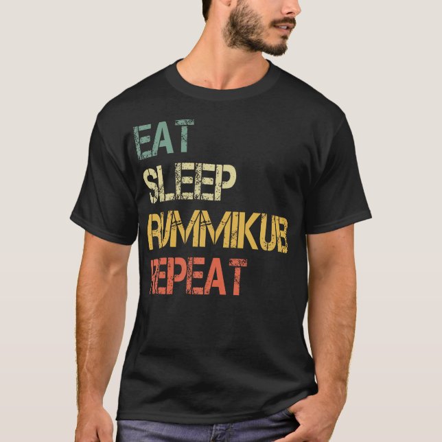 Eat Sleep Rummikub Wiederholen Funny Player Game N T-Shirt (Vorderseite)