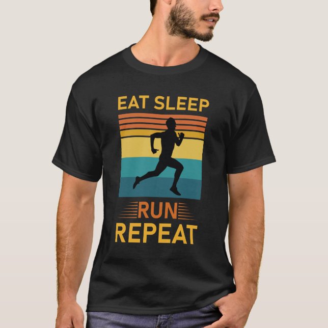 Eat Sleep Run Repeat - Marathon Running, Runner T-Shirt (Vorderseite)