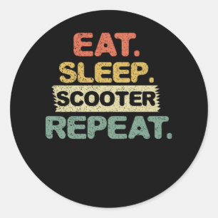 Eat Sleep Scooter Wiederholung Runder Aufkleber