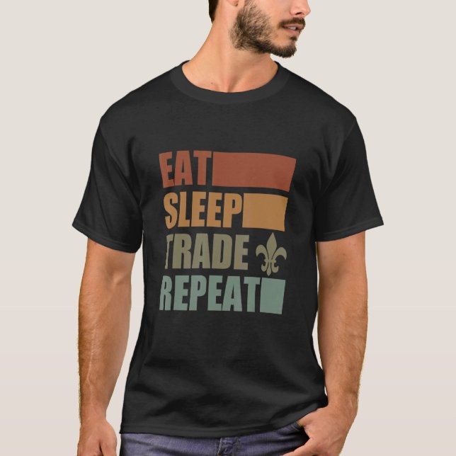 Eat Sleep Scout Repeat For Camping Enthusiast Desi T-Shirt (Vorderseite)