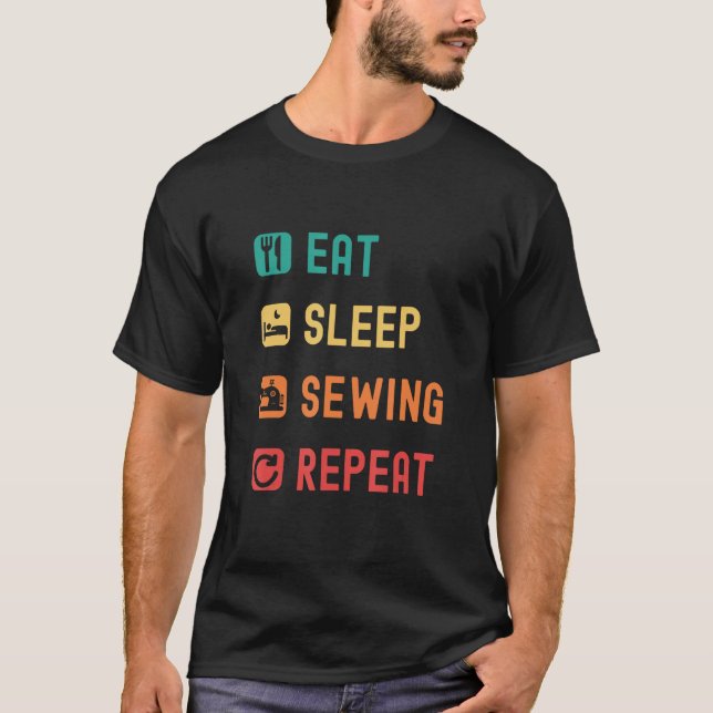 Eat sleep sewing repeat with tick check boxes T-Shirt (Vorderseite)
