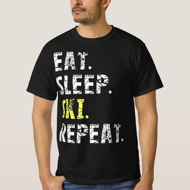 Eat Sleep Ski Repeat - Fun Ski Geschenk T-Shirt (Vorderseite)