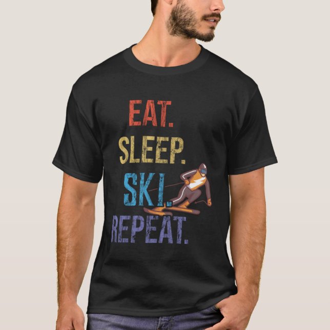 Eat Sleep Ski Repeat Ski T-Shirt (Vorderseite)