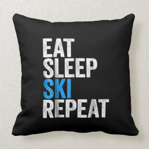 Eat Sleep Ski Repeat Skipass Kissen