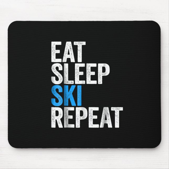 Eat Sleep Ski Repeat Skipass Mousepad (Vorne)