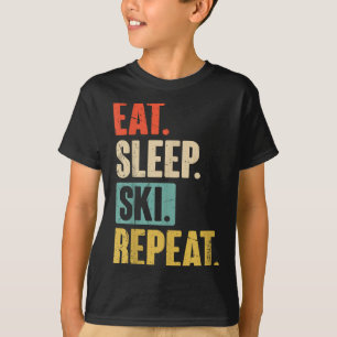 Eat Sleep Ski Wiederholung - Funny Retro Vintag Sk T-Shirt