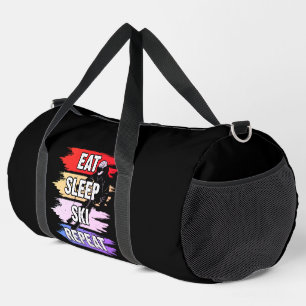 Eat Sleep Ski Wiederholung kühne Skischuhdesign Duffle Bag