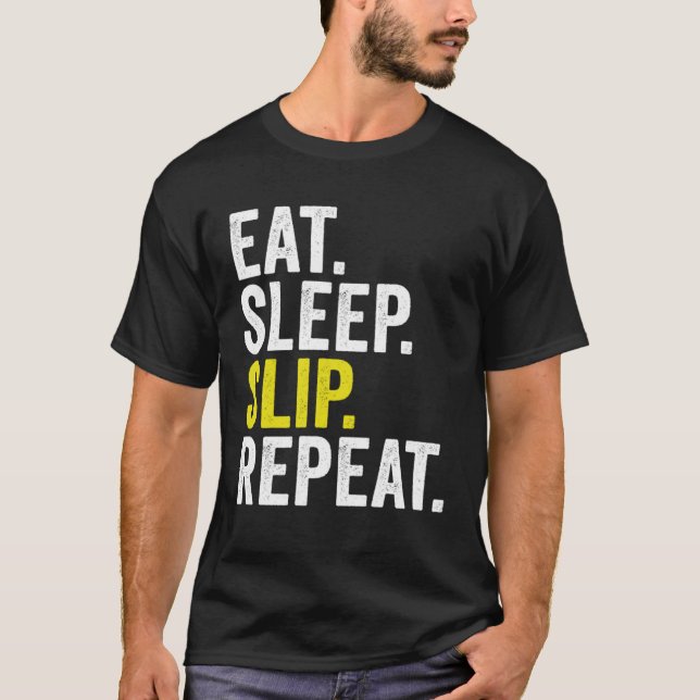 Eat Sleep Slip Repeat Cricket T-Shirt (Vorderseite)