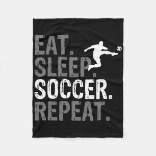 Eat Sleep Soccer Repeat - Fußball Grafik Fleecedecke