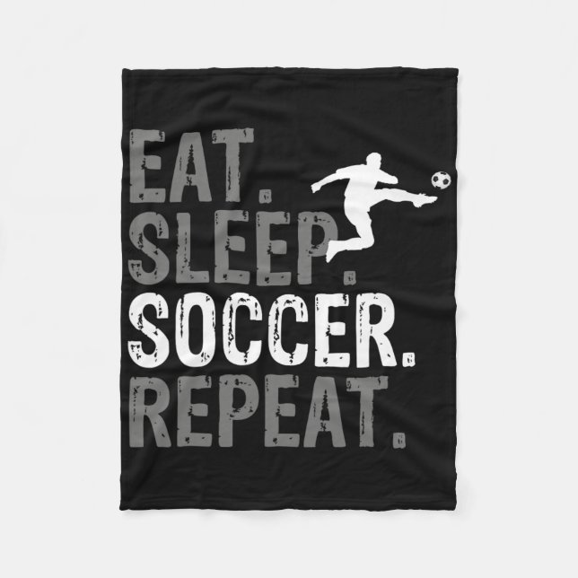 Eat Sleep Soccer Repeat - Fußball Grafik  Fleecedecke (Vorderseite)