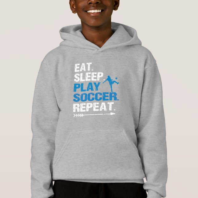 Eat Sleep Soccer Repeat Slogan Funny Grunge Hoodie (Vorderseite)