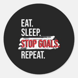 Eat Sleep Stop Ziele Wiederholen - Feldhockeyspiel Runder Aufkleber