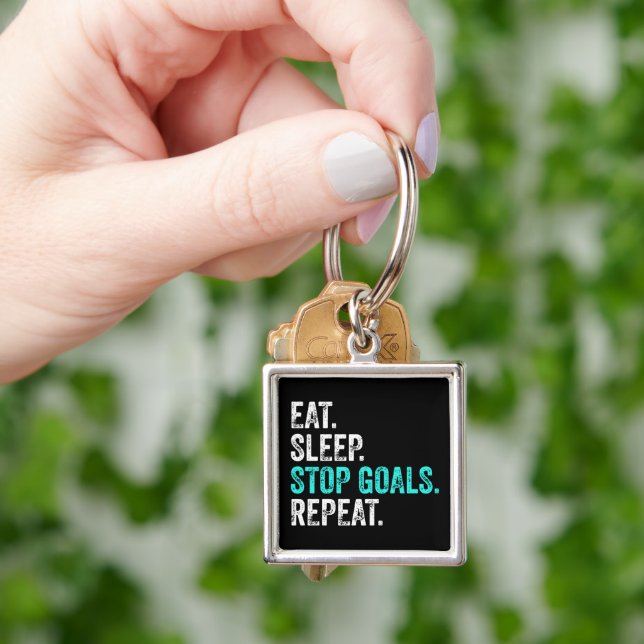 Eat Sleep Stopp Goals Wiederholung - Torhüter Gesc Schlüsselanhänger (Hand)