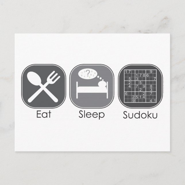 Eat Sleep Sudoku Copy Postkarte (Vorderseite)
