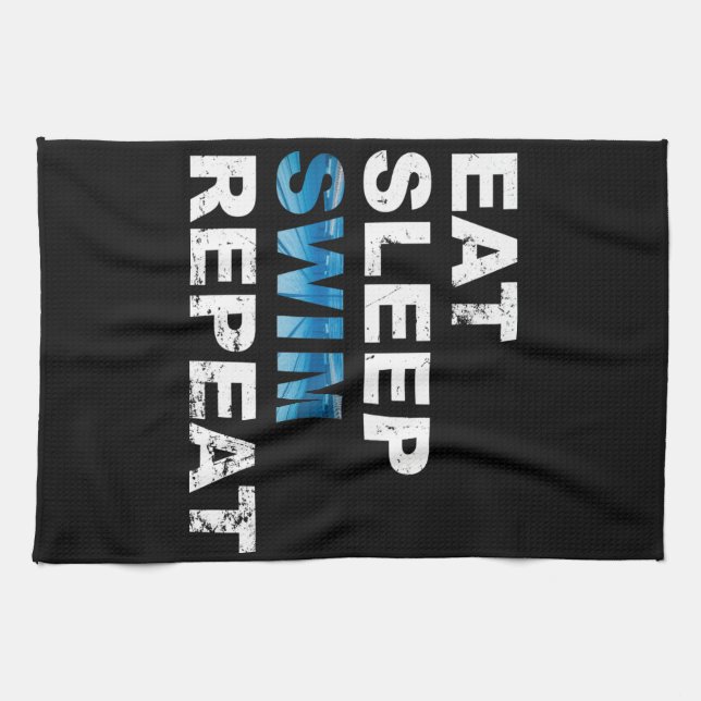 Eat Sleep Swim Repeat - Funny Geschenk für Schwimm Geschirrtuch (Horizontal)