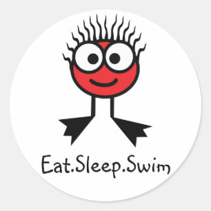 Eat.Sleep.Swim- Rote Zeichenketten Runder Aufkleber