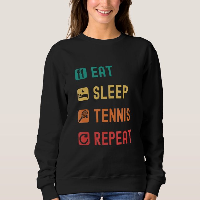 Eat sleep Tennis repeat with tick check boxes Sweatshirt (Vorderseite)