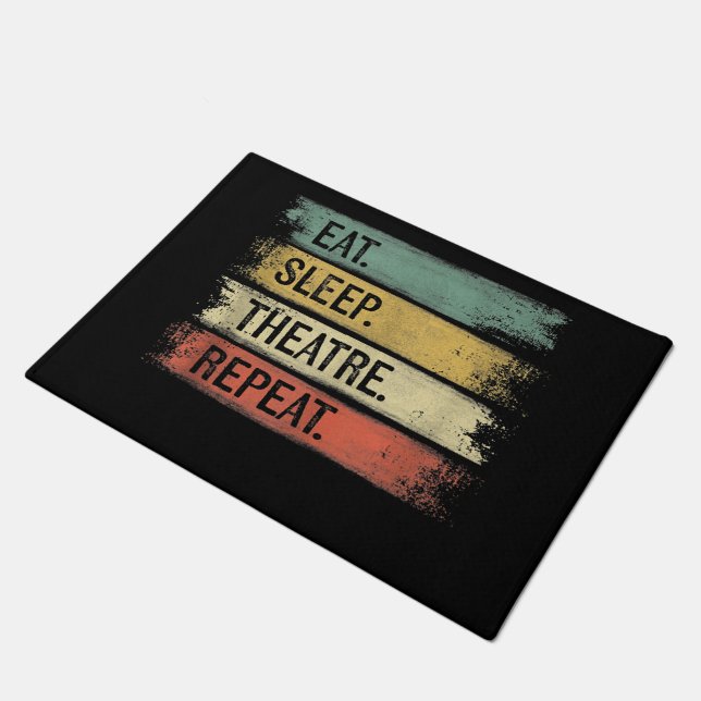 Eat Sleep Theater Wiederholung Theater Tech Gesche Fußmatte (Schrägansicht)