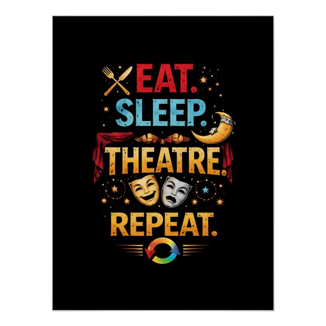 Eat, Sleep, Theatre, Repeat Poster (Vorderseite)