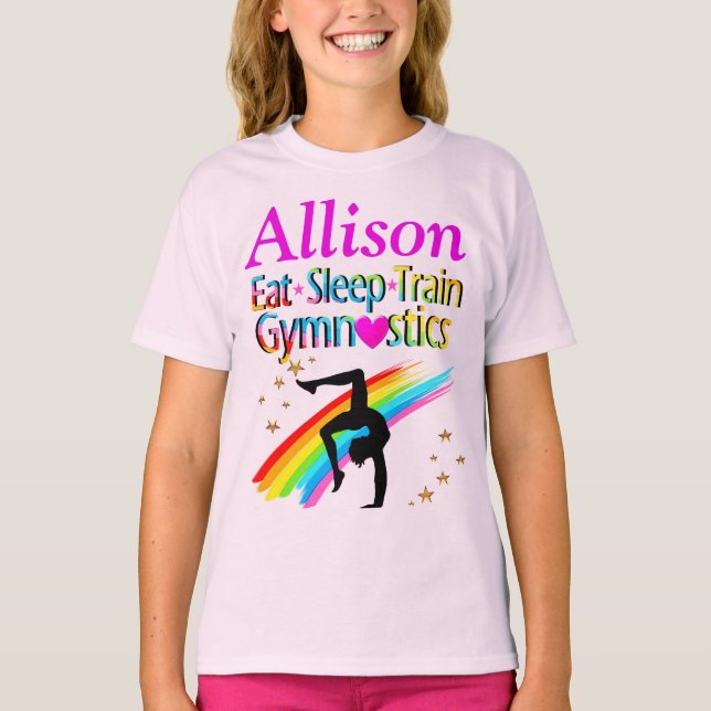 EAT SLEEP TRAGGYMNASTICS PERSONALISIERTES SHIRT (Vorderseite)