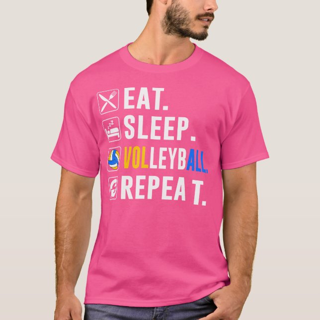 Eat Sleep Volleyball Wiederholung Funny Volleyball T-Shirt (Vorderseite)