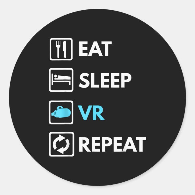 Eat Sleep Vr Repeat Funny Vr Gamer Boy Vr Athlete  Runder Aufkleber (Vorderseite)